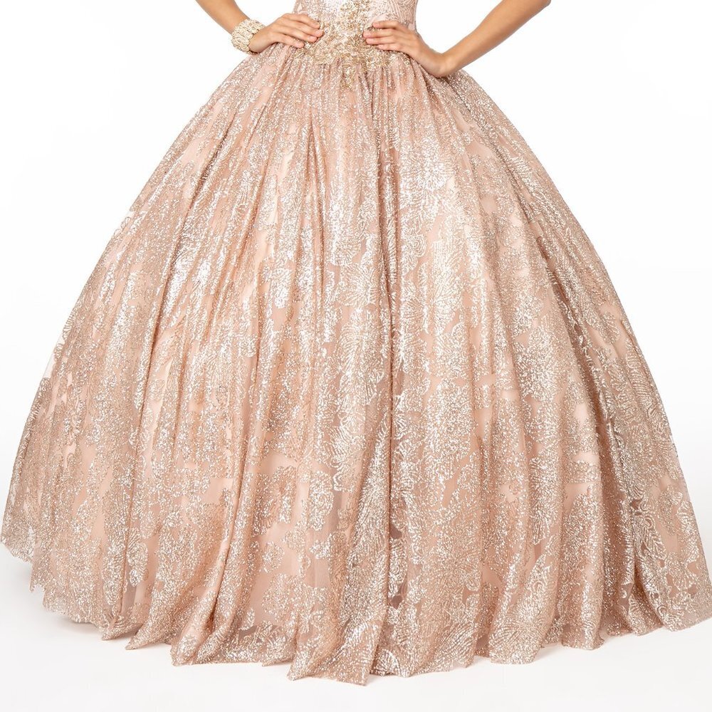 NEW LONG MESH OFF THE SHOULDER SLEEVELESS BALL GOWN WITH LACE UP BACK GL1820 - Picture 6 of 6
